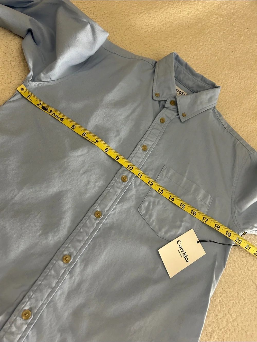 Corridor x Division Road Oxford Blue Button Down Shirt Size S - Picture 9 of 9